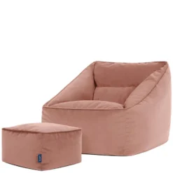 icon Zitzak en Poef Natalia - Fluwelen Zitzak - Oud roze