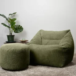 icon Zitzak en XL Poef Natalia - Corduroy Zitzak - Saliegroen