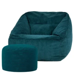 icon Zitzak en XL Poef Natalia - Corduroy Zitzak - Blauwgroen