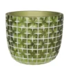Ideas4seasons Bloempot - ruit motief - metallic groen - 10x8 cm