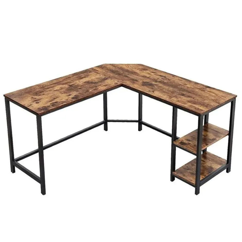 Industrieel hoek bureau - MDF - Metaal - Zwart