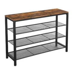 Industrieel Schoenenrek - 3 planken - Vintage - Zwart - Hout & Metaal