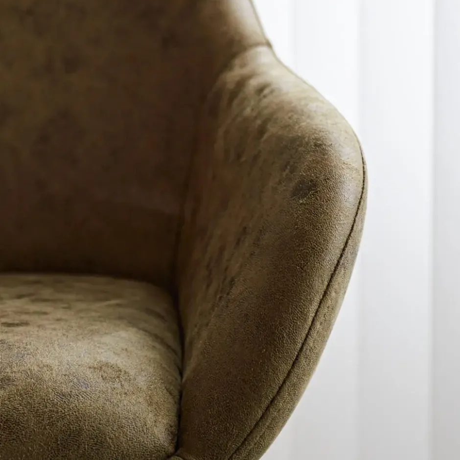 Industriële barkruk Elise groen ecoleder draaibaar Zithoogte 79 cm Leder