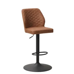 Industriële barkruk Grizzly cognac - Zithoogte 64 cm - Stof - Bruin