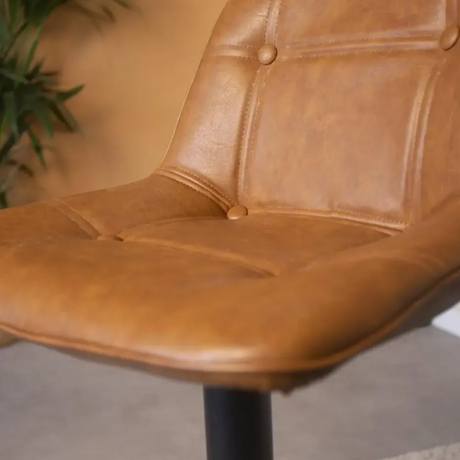 Industriële Barkruk Jason Cognac - Zithoogte 59 cm - Kunstleder - Bruin