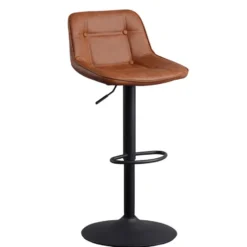 Industriële Barkruk Jason Cognac - Zithoogte 59 cm - Kunstleder - Bruin