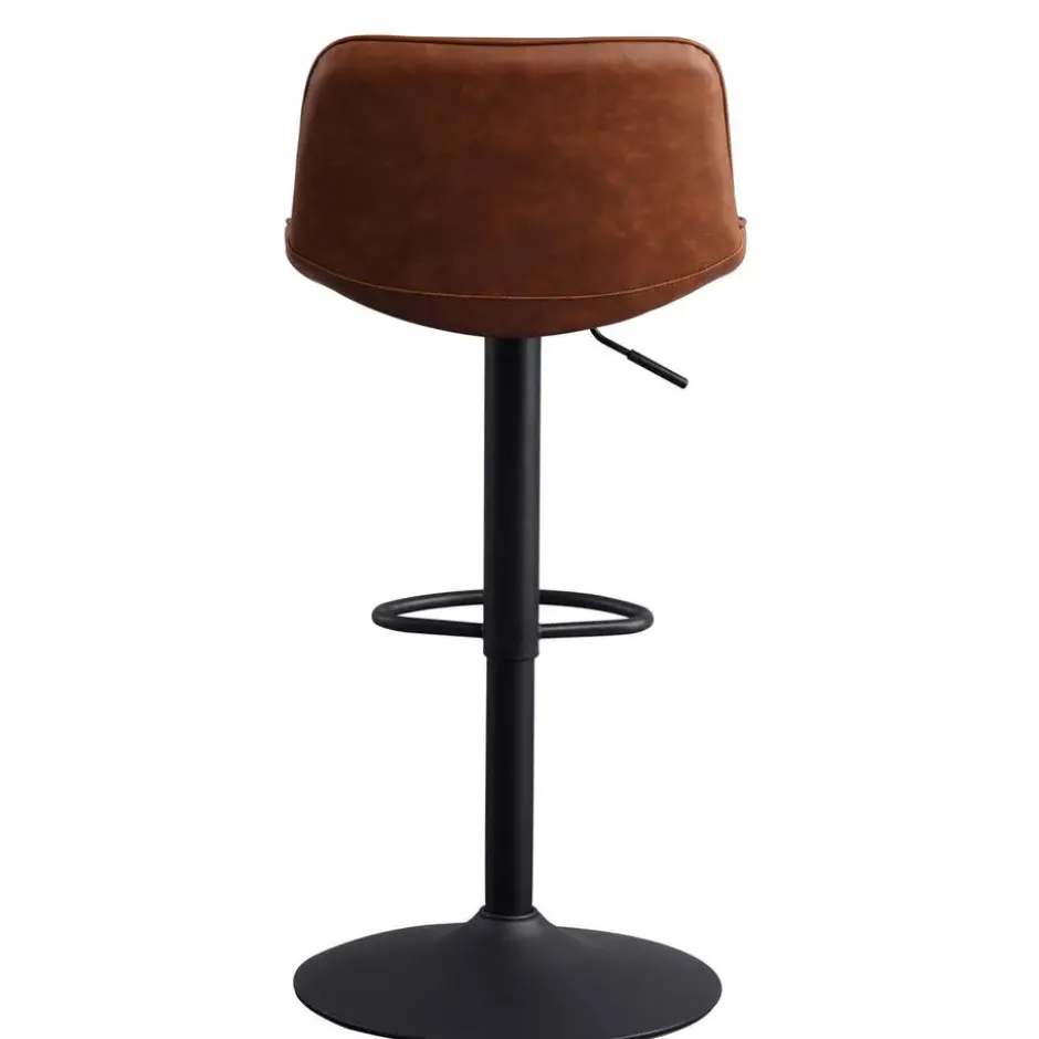 Industriële Barkruk Jason Cognac - Zithoogte 59 cm - Kunstleder - Bruin