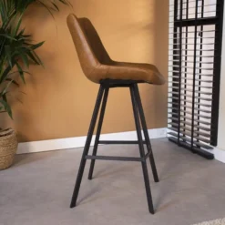 Industriële barkruk Juno Taupe - Zithoogte 70 cm - Kunstleder - Taupe
