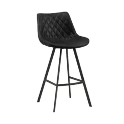 Industriële barkruk Juno Zwart - Zithoogte 70 cm - Kunstleder - Zwart