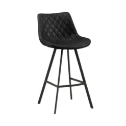 Industriële barkruk Juno Zwart - Zithoogte 70 cm - Kunstleder - Zwart