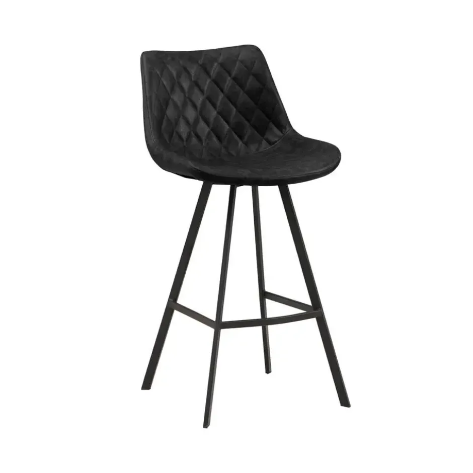 Industriële barkruk Juno Zwart - Zithoogte 70 cm - Kunstleder - Zwart