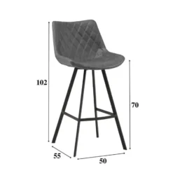 Industriële barkruk Juno Zwart - Zithoogte 70 cm - Kunstleder - Zwart