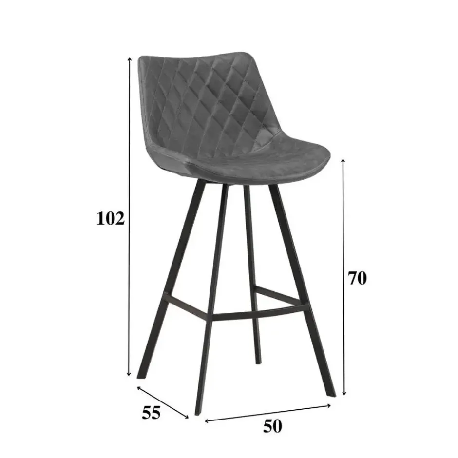 Industriële barkruk Juno Zwart - Zithoogte 70 cm - Kunstleder - Zwart