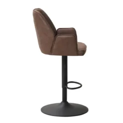 Industriële barkruk Novan taupe - Zithoogte 68 cm - Stof - Taupe