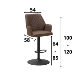 Industriële barkruk Novan taupe - Zithoogte 68 cm - Stof - Taupe