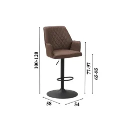 Industriële barkruk Novan taupe - Zithoogte 68 cm - Stof - Taupe