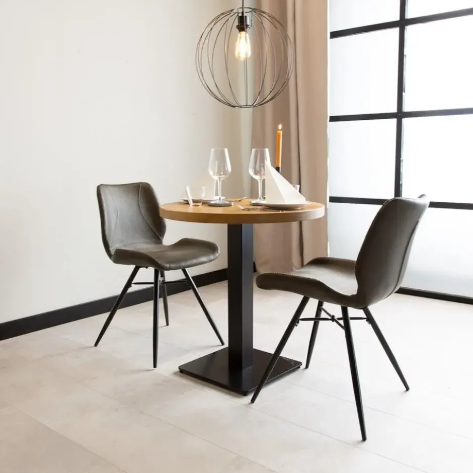 Industriële bistrotafel 70x70 rond metaal mangohout 70x70x73 cm Mangohout