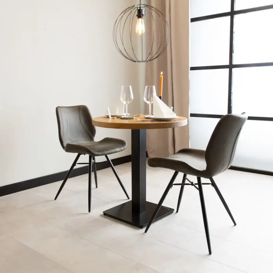 Industriële bistrotafel 70x70 rond metaal mangohout 70x70x73 cm Mangohout