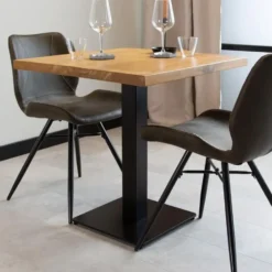Industriële bistrotafel 80x80 vierkant metaal mangohout 80x80x73 cm