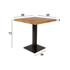 Industriële bistrotafel 80x80 vierkant metaal mangohout 80x80x73 cm