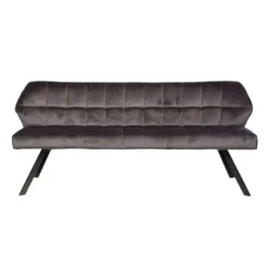 Industriële eetkamerbank Romy velvet 180 cm grijs - 190x180x81 cm - Stof - Grijs