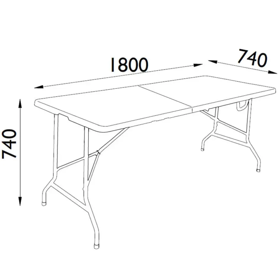 Inklapbare kunststof tafel 180 x 74 cm