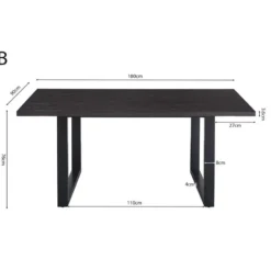 Interiax Eettafel 'Oliver' 180 cm Decor Donkerbruin