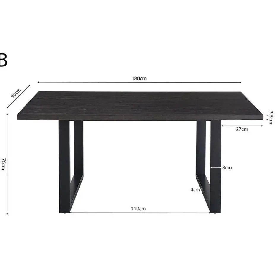 Interiax Eettafel 'Oliver' 180 cm Decor Donkerbruin