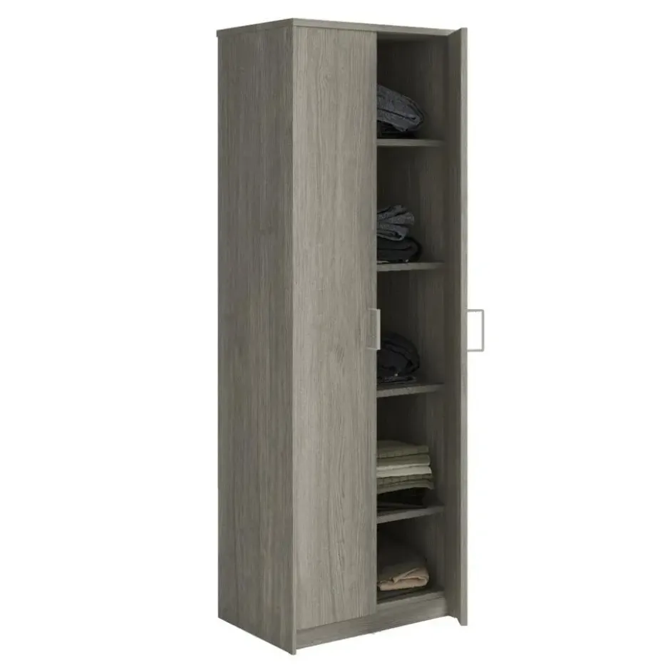 Interiax Kledingkast 'Amelie' - Grijze Eik - 2 Deurs - 180x60x40 cm