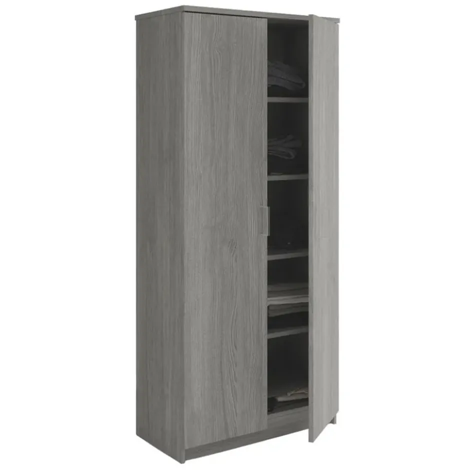 Interiax Kledingkast 'Amelie' - Grijze Eik - 2 Deurs - 180x80x40 cm