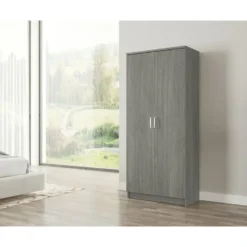 Interiax Kledingkast 'Amelie' - Grijze Eik - 2 Deurs - 180x80x40 cm