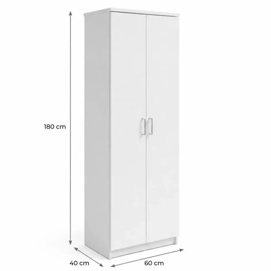 Interiax Kledingkast 'Amelie' - Wit - 2 Deurs - 180x60x40 cm