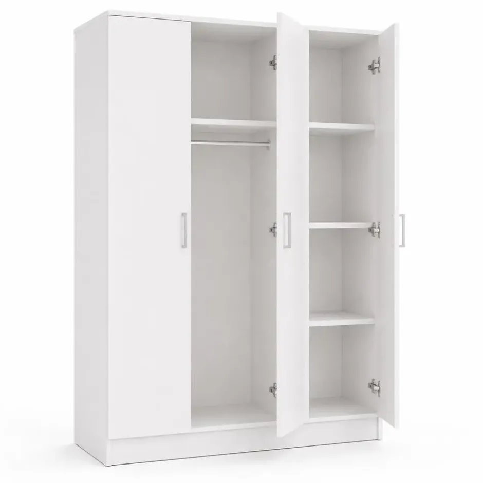 Interiax Kledingkast 'Amelie' - Wit - 3 Deurs - 180x120x54 cm