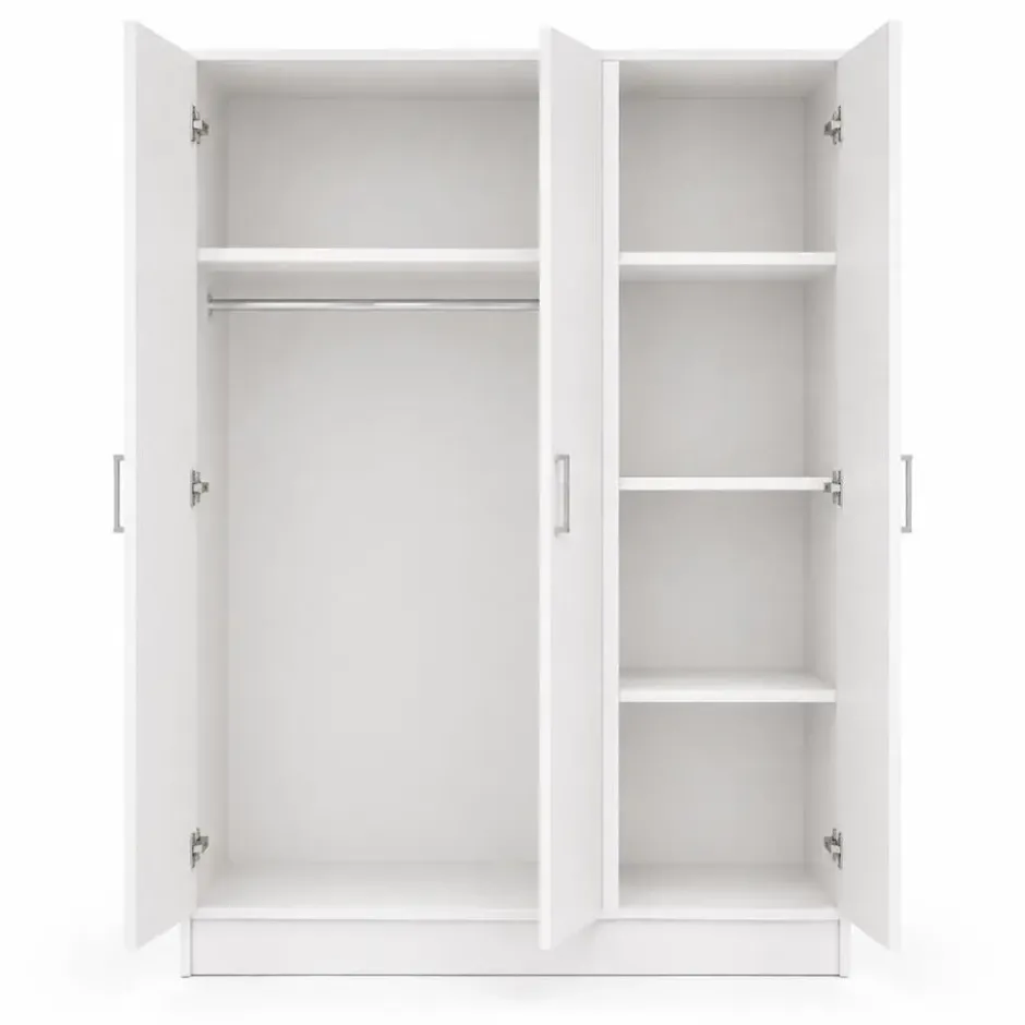 Interiax Kledingkast 'Amelie' - Wit - 3 Deurs - 180x120x54 cm