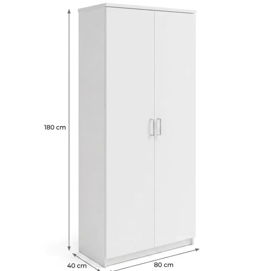 Interiax Kledingkast 'Amelie' - Wit - 2 Deurs - 180x80x40 cm
