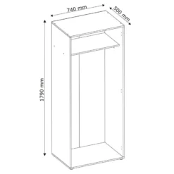 Interiax Kledingkast 'Como' - 2 Deuren - Wit - 179x74x51,9cm
