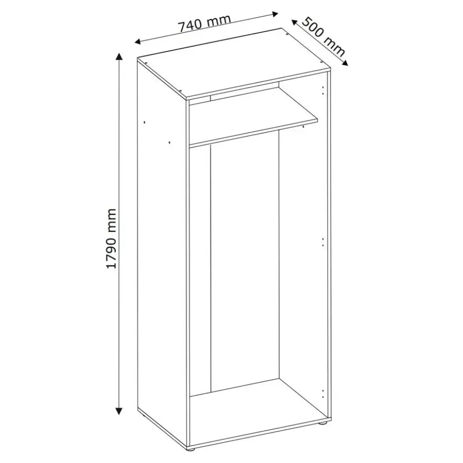 Interiax Kledingkast 'Como' - 2 Deuren - Wit - 179x74x51,9cm