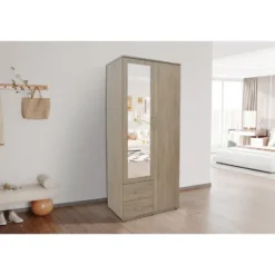 Interiax Kledingkast 'Lena' - Sonoma Eik - 2 Deurs - 185x80x52cm