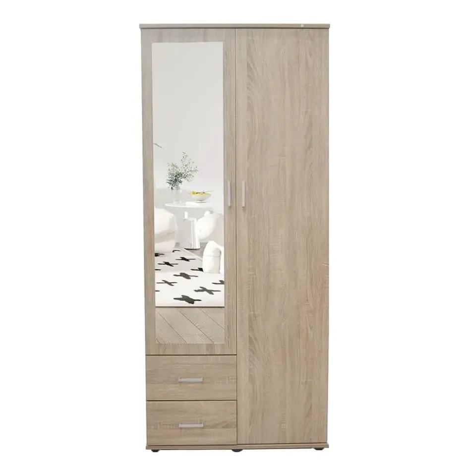 Interiax Kledingkast 'Lena' - Sonoma Eik - 2 Deurs - 185x80x52cm