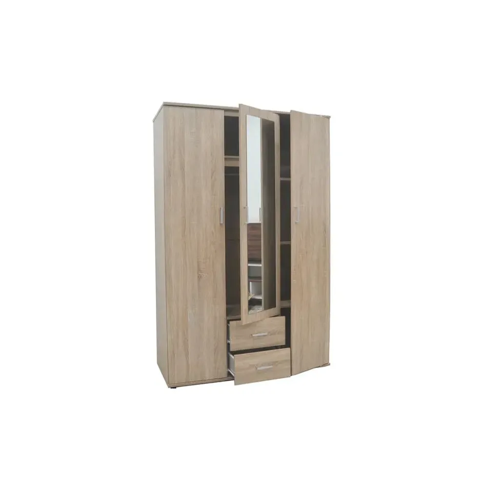 Interiax Kledingkast 'Lena' - Sonoma Eik - 3 Deurs - 185x120x52cm