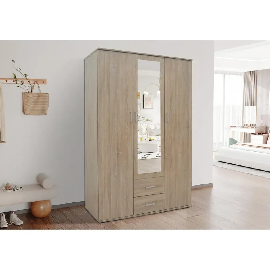 Interiax Kledingkast 'Lena' - Sonoma Eik - 3 Deurs - 185x120x52cm