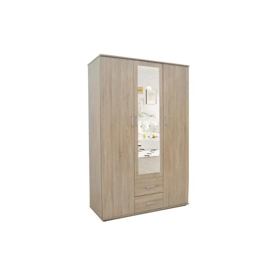Interiax Kledingkast 'Lena' - Sonoma Eik - 3 Deurs - 185x120x52cm