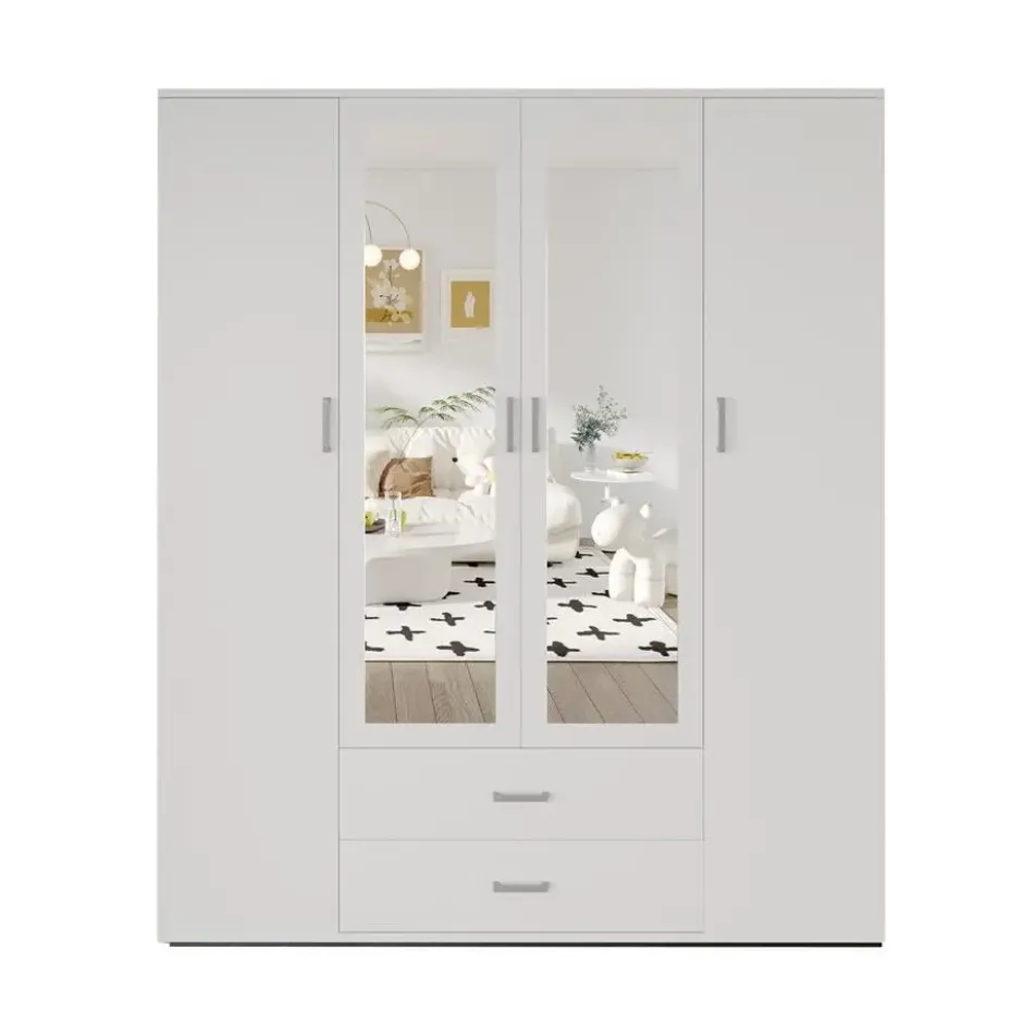 Interiax Kledingkast 'Lena' - Sonoma Eik - 4 Deurs - 185x160x52cm