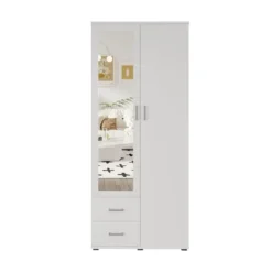 Interiax Kledingkast 'Lena' - Wit - 2 Deurs - 185x80x52cm