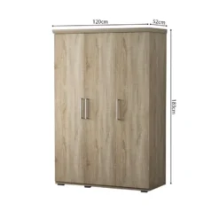 Interiax Kledingkast 'Mila' - Sonoma Eik - 3 Deurs - 183x120x52cm
