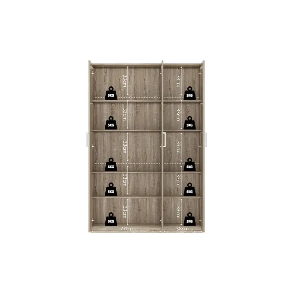Interiax Kledingkast 'Mila' - Sonoma Eik - 3 Deurs - 180x120x42 cm