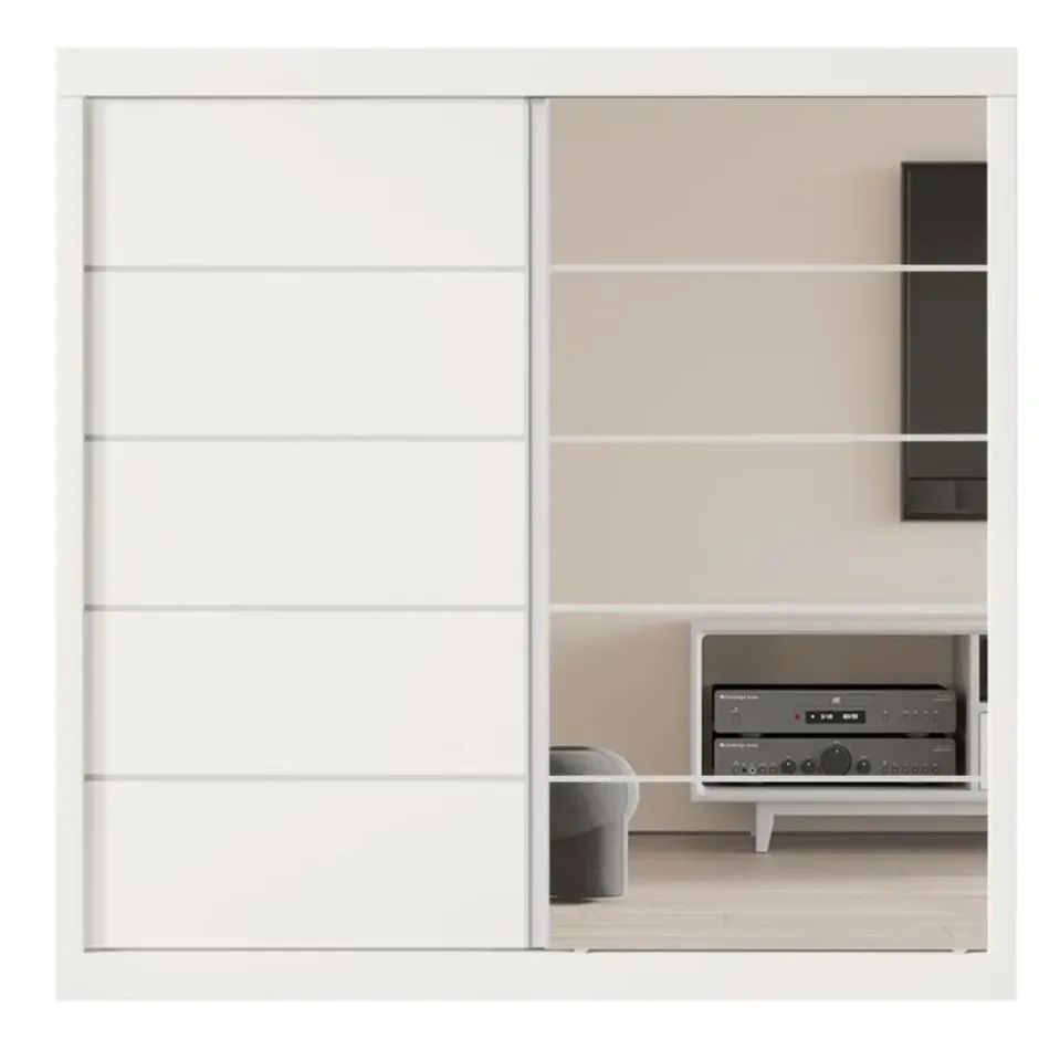 Interiax Kledingkast 'Mila' - Wit - Schuifdeurkast - 197x182x52 cm