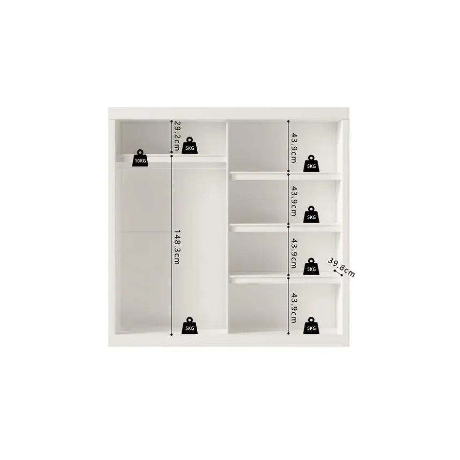 Interiax Kledingkast 'Mila' - Wit - Schuifdeurkast - 197x182x52 cm