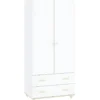 Interiax Kledingkast 'Treviso' - 2 Deuren, 2 Laden - Wit/Goud - 180x80x50,5cm