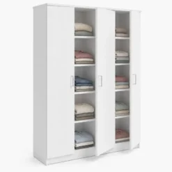 Interiax Opbergkast - Kledingkast 'Amelie' - Wit - 3 Deurs - 180x120x40cm
